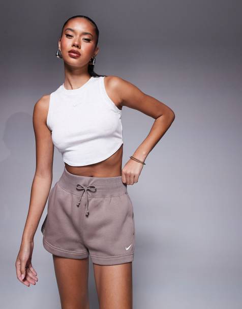 Nike Phoenix Fleece high waisted shorts in brown