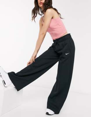 Nike high waisted wide leg sweatpants in black, ASOS