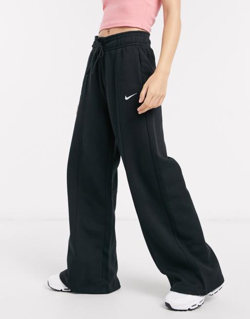 Nike High Waisted Wide Leg Sweatpants In Black