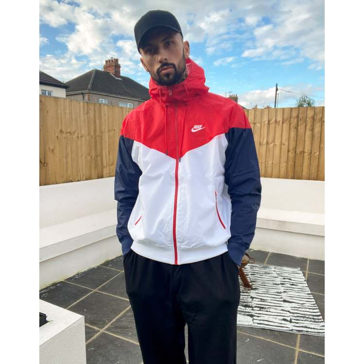 Nike windrunner jacket blue best sale and white