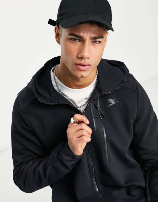 Nike - Hoodie met bovenlaag van tech fleece met ritssluiting in zwart