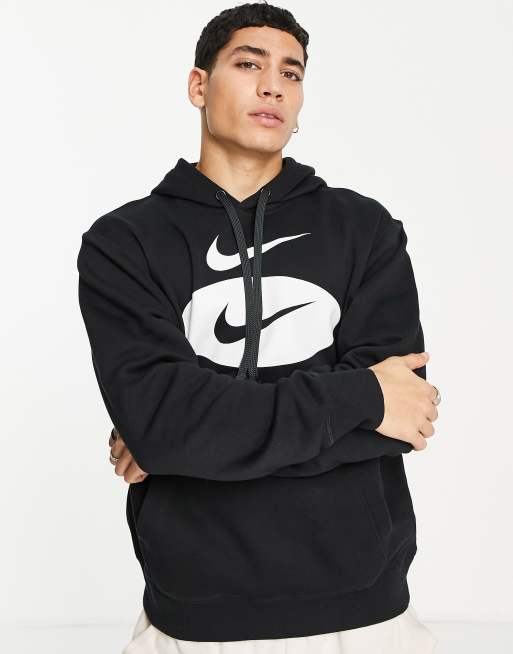 Nike - Hoodie met groot swoosh-logo op de borst in zwart, 3 van 4