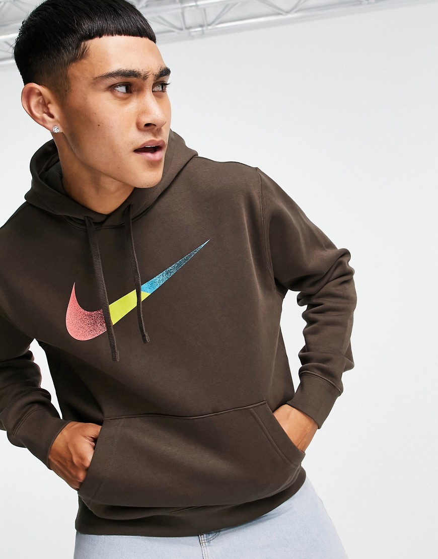 Nike - Hoodie met swoosh-logo in bruin