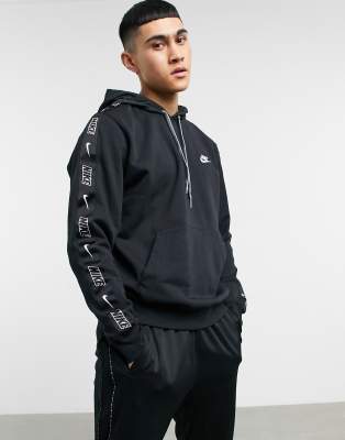 Nike logo taping hoodie in sand-Stone 