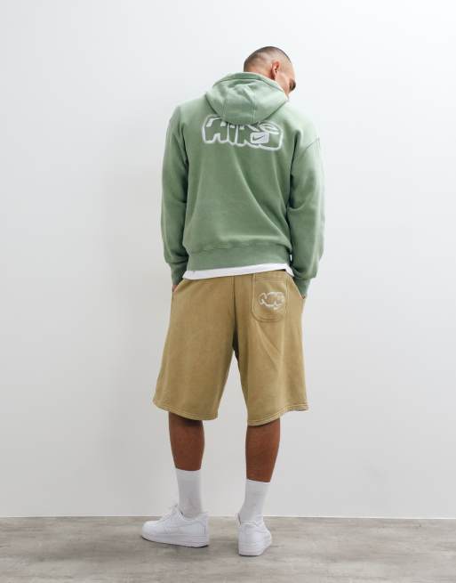 Nike hættetrøje med spraygrafik og print på ryggen i vasket khaki, 3 af 5