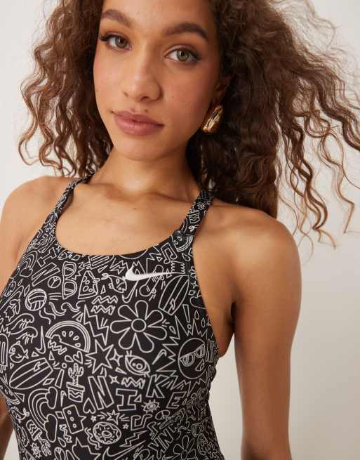 Nike - Hydrastrong Fastback - Sort tætsiddende performance-badedragt, 3 af 4