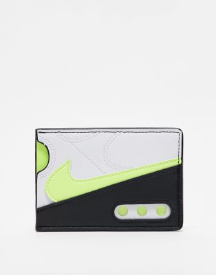 Nike Nike Icon Air Max 90 card wallet in white and lime