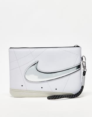 Nike Nike Icon Blazer chrome large wristlet bag in white and silver