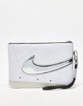 [Nike] Nike Icon Blazer chrome large wristlet bag in white and silver One Size WHITE