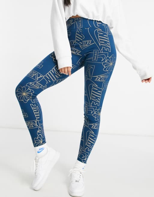 Nike Icon Clash all over logo print high waist leggings in teal