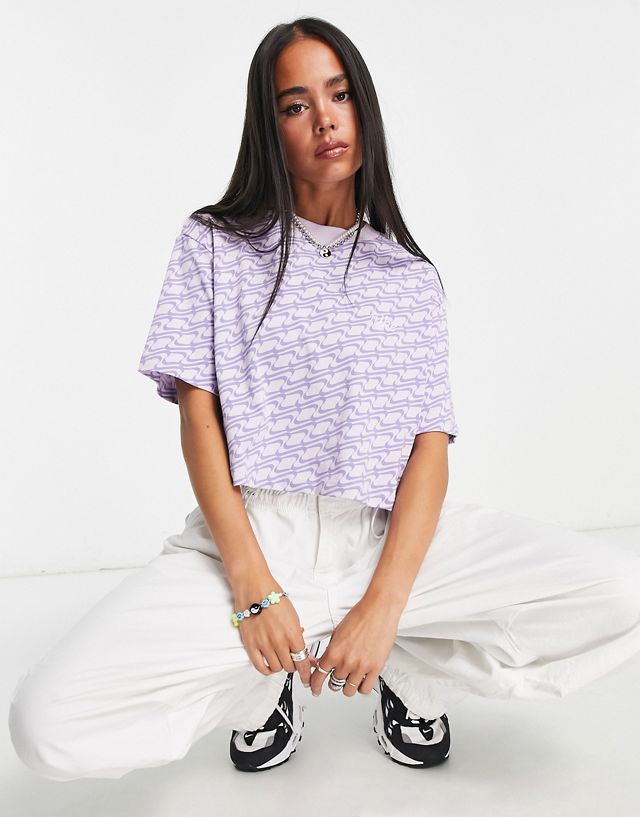 Nike Icon Clash allover print boxy T-shirt in lilac