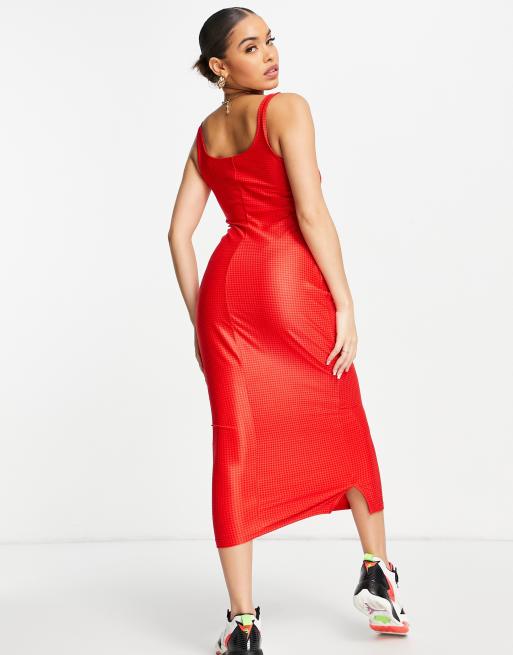 Nike Icon Clash bodycon dress in red | ASOS