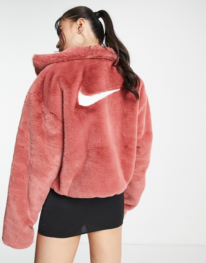 Nike Icon Clash cosy fleece jacket in canyon rust-Red