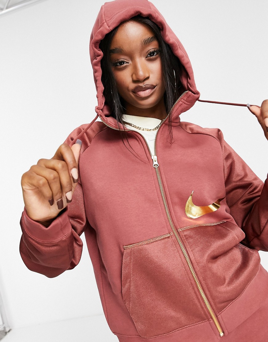 Nike Icon Clash full-zip hoodie in clay red-Neutral