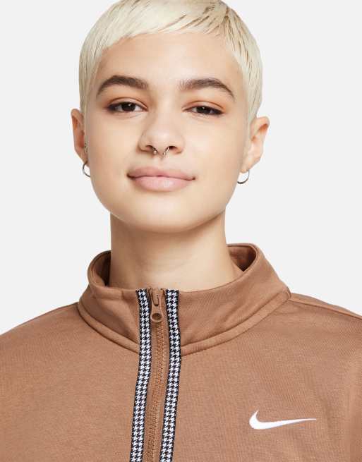 Nike Icon Clash half-zip sweat in brown