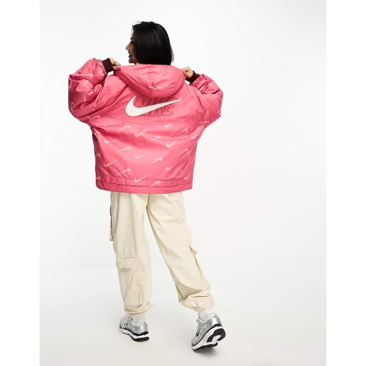 Nike Icon Clash ThermaFIT hooded jacket in archaeo pink