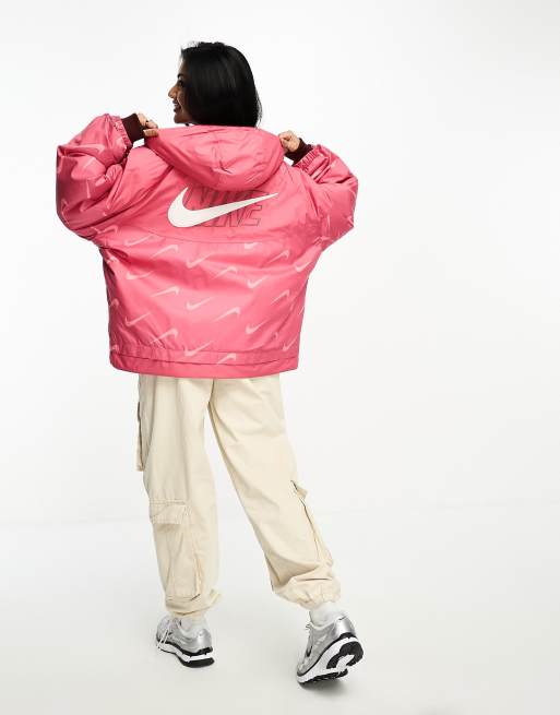 Nike classic padded jacket with hood in archaeo pink