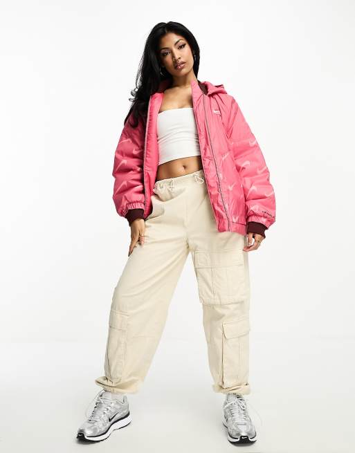 Nike classic padded jacket with hood in archaeo pink