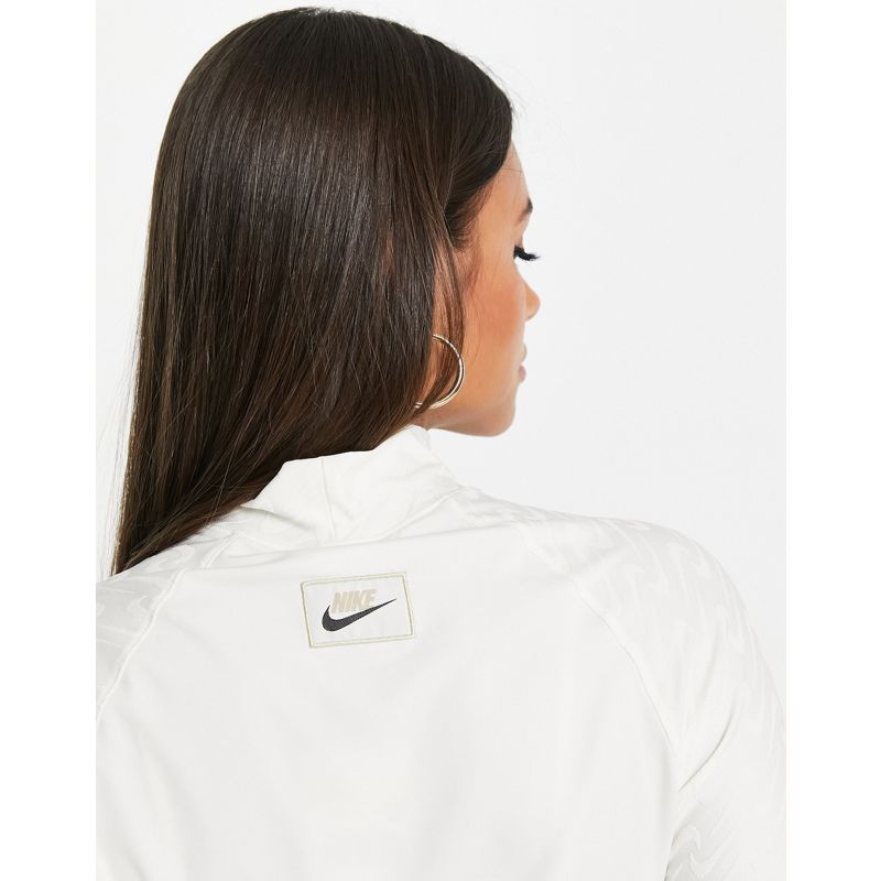 F3dcP Donna Nike - Icon Clash - Top a maniche lunghe accollato color crema con logo Nike