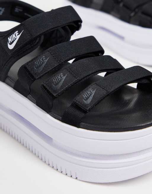Nike Icon Classic platform sandals in black/white, 2 of 4