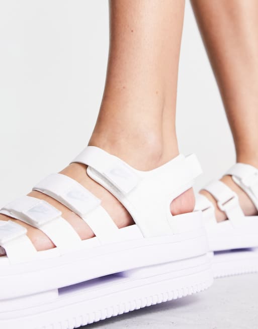 Nike Icon Classic platform sandals in triple white, 3 of 4
