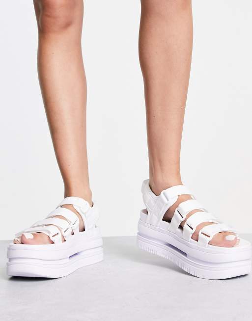 Nike Icon Classic platform sandals in triple white, 4 of 4