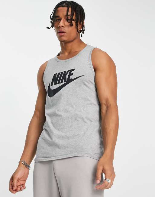 Nike Icon Futura logo tank top in gray heather