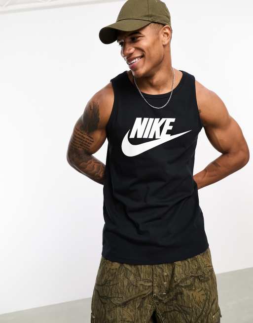 Nike Icon Futura logo tank top in black