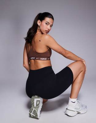 Nike Indy Training Dri-fit Light Support Sports Bra In Brown