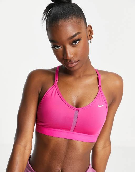 Nike Indy Training Dri FIT light support sports bra in hot pink