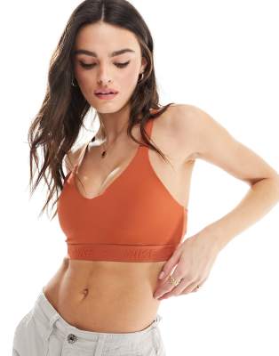 Nike Indy Training Dri-FIT medium support bra in sunrise brown