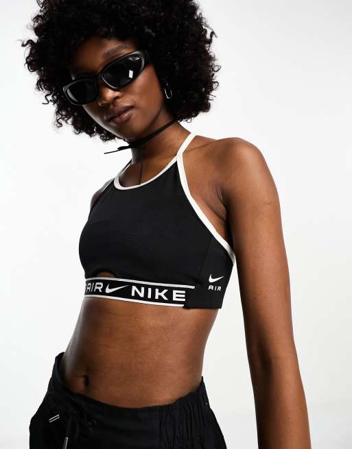 Nike Indy Training Dri FIT mesh light support sports bra in black ASOS