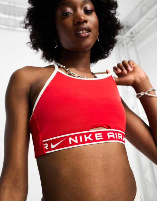 Nike Indy Training Dri FIT mesh light support sports bra in red