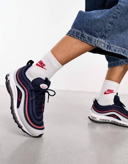 Nike – ir Max 97 – Marinblå, röda och vita träningsskor, 2 av 4