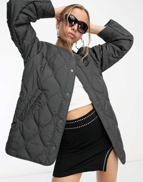 Wrap Puffer Jacket Autumn Quilted Padded Coat V Neck Quilted 