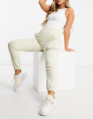 Nike high waisted swoosh joggers in oatmeal - ASOS Price Checker