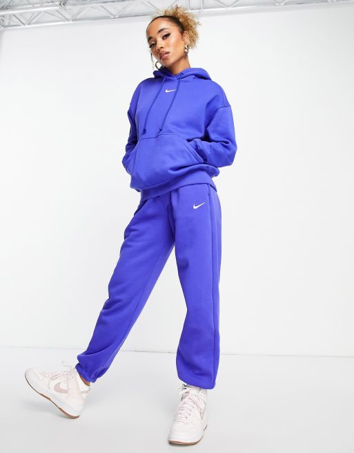 Nike - Joggers oversize a vita alta blu lapis con logo Nike piccolo