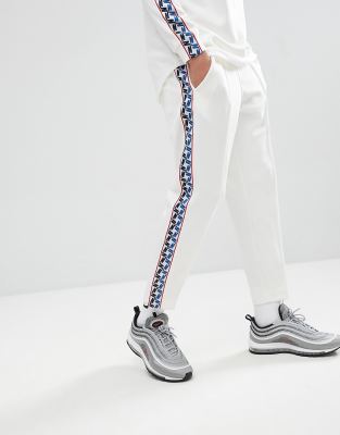 nike white stripe tracksuit