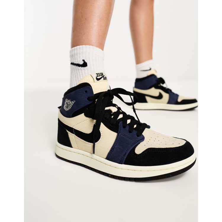 Nike Jordan 1 High Zoom Air CMFT sneakers in black and stone | ASOS