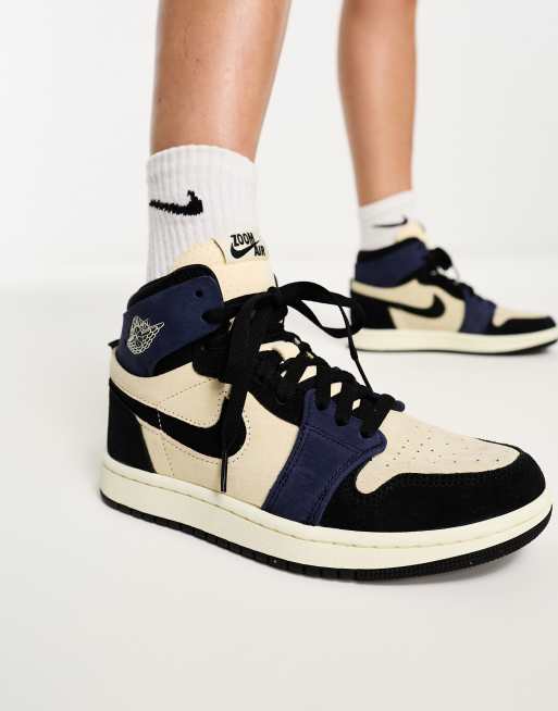 Nike Jordan 1 High Zoom Air CMFT sneakers in black and stone ASOS