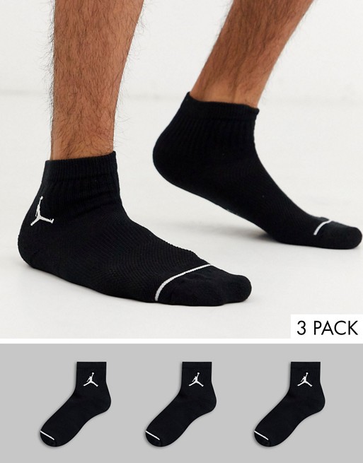 Nike Jordan 3 pack ankle socks with logo in black