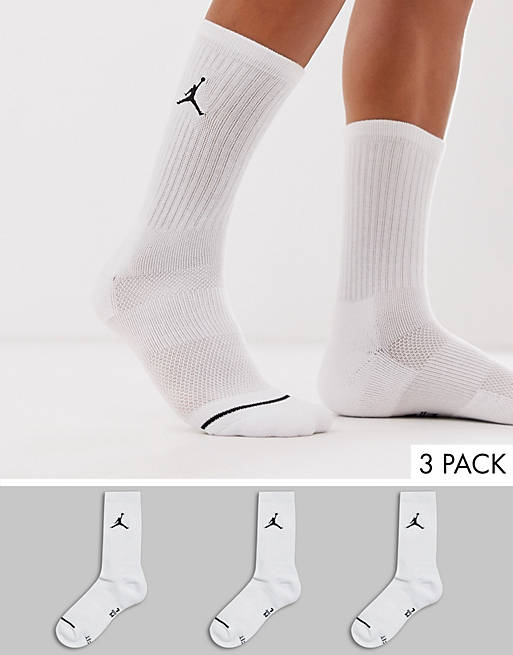 Men Socks/Nike Jordan 3 pack crew socks with logo in white 