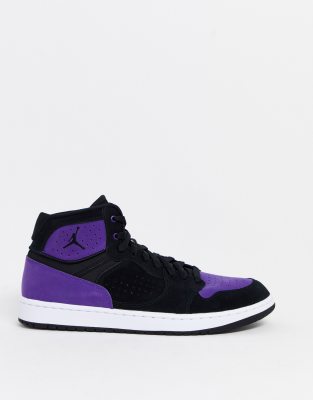 black and purple sneakers