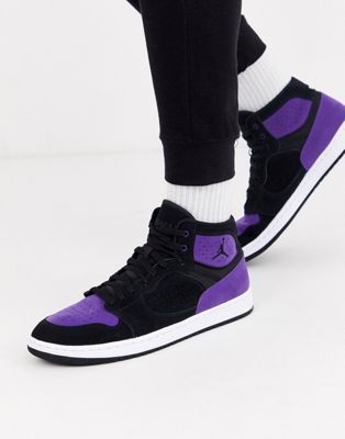 black and purple trainers