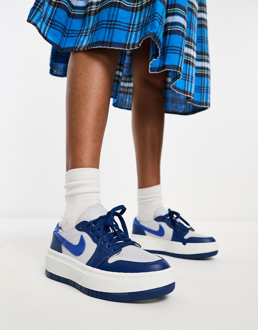 Shop Jordan Nike  Air 1 Elevate Low Sneakers In Blue And White-black