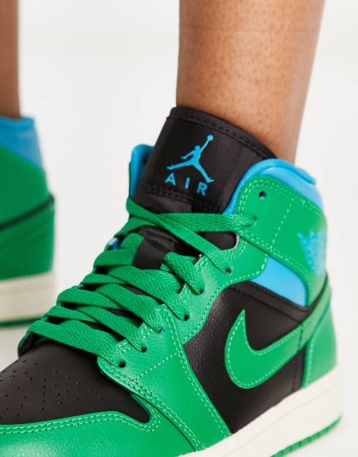 Nike Jordan Air 1 Mid sneakers in black and green