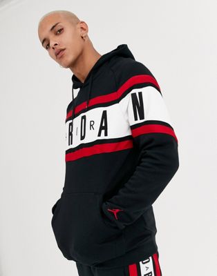 nike jordan fleece hoodie with chest logo in black