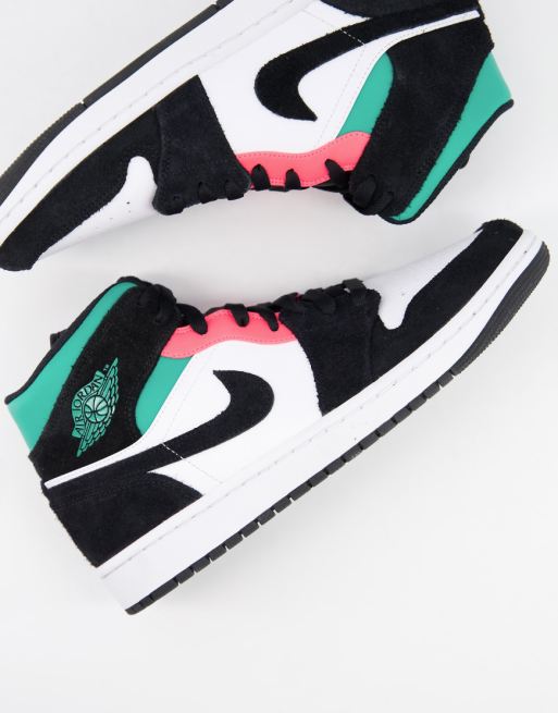 Nike Jordan - Air Jordan 1 - Baskets mi-montantes - Blanc et vert ... Nike Jordan - Air Jordan 1 - Baskets mi-montantes - Blanc et vert ...