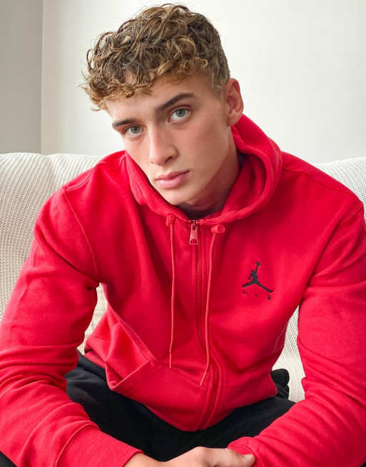 Red jordan zip online up hoodie