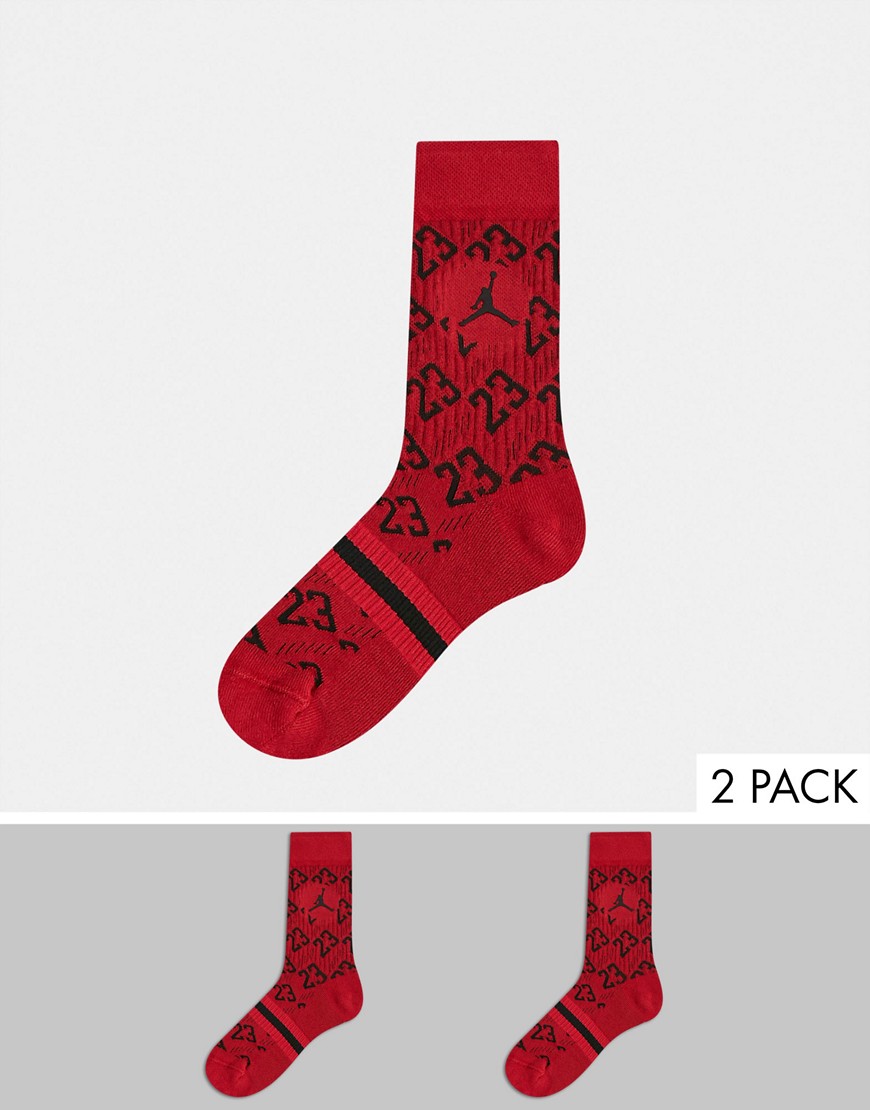 Nike Jordan all over print 2 pack socks-Red
